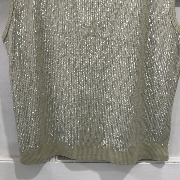 J. Crew Vintage Rib Sequin-Embellished Scoop Neck Tank Top CD115 - 2X - Picture 5 of 8